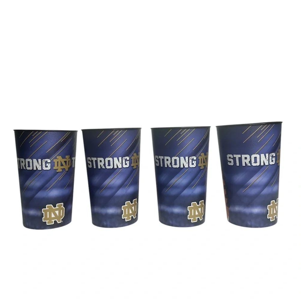 Notre Dame Strong ND True Football - 4 plastic cups 32 oz Coca Cola Zero